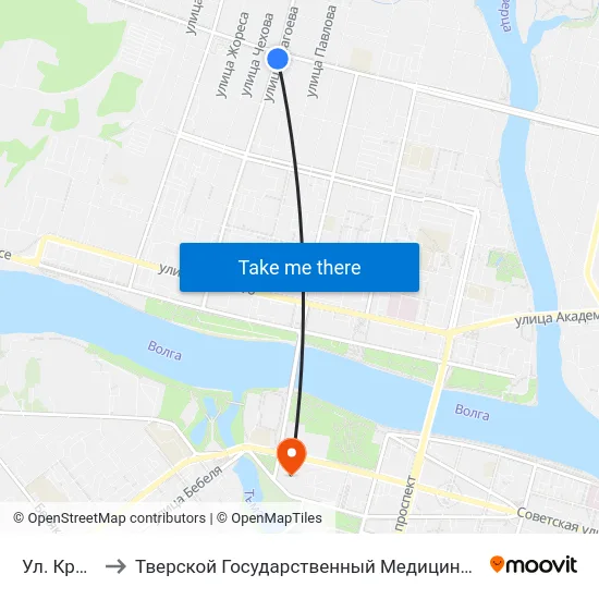 Ул. Красина to Тверской Государственный Медицинский Университет map