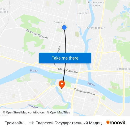 Трамвайный Парк to Тверской Государственный Медицинский Университет map