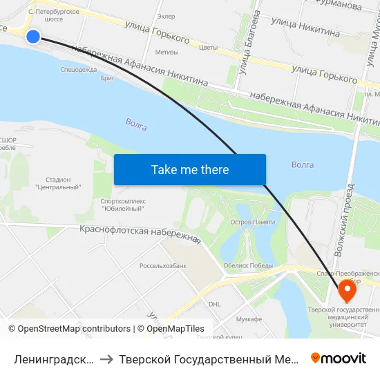 Ленинградская Застава to Тверской Государственный Медицинский Университет map