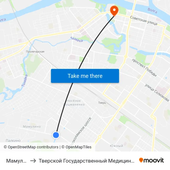 Мамулино-2 to Тверской Государственный Медицинский Университет map