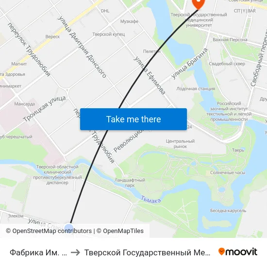 Фабрика Им. Вагжанова to Тверской Государственный Медицинский Университет map