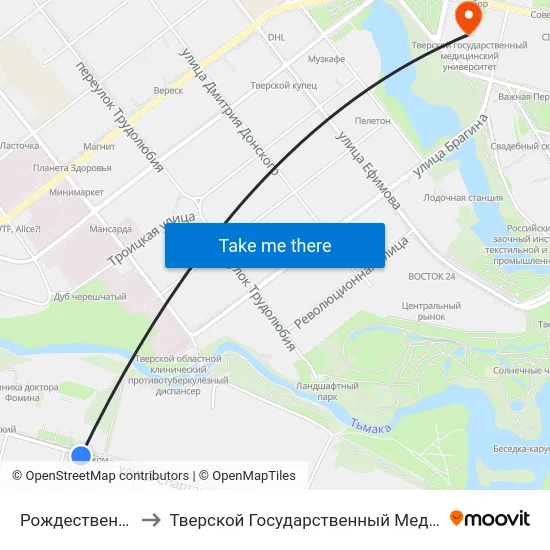 Рождественские Горки to Тверской Государственный Медицинский Университет map
