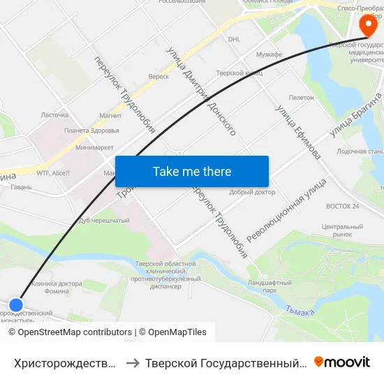 Христорождественский Монастырь to Тверской Государственный Медицинский Университет map