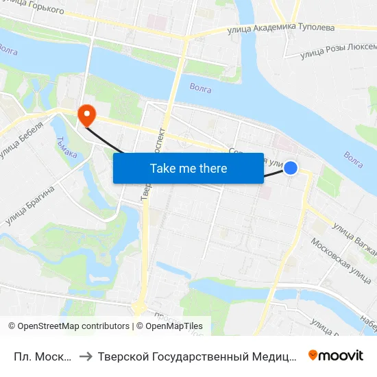 Пл. Московская to Тверской Государственный Медицинский Университет map