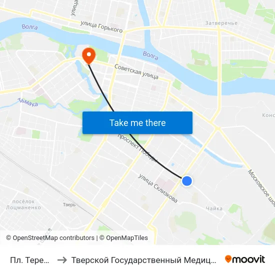 Пл. Терешковой to Тверской Государственный Медицинский Университет map