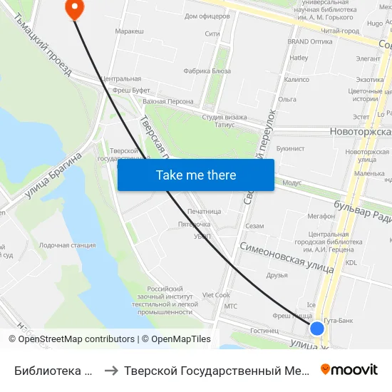 Библиотека Им. Герцена to Тверской Государственный Медицинский Университет map