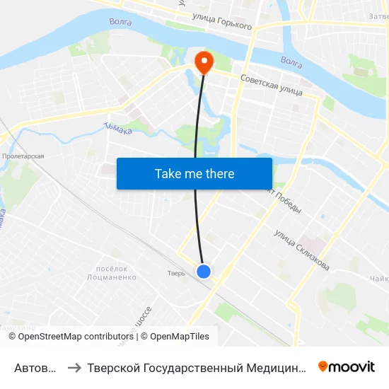 Автовокзал to Тверской Государственный Медицинский Университет map