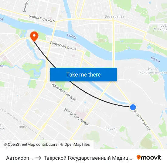 Автокооператив to Тверской Государственный Медицинский Университет map
