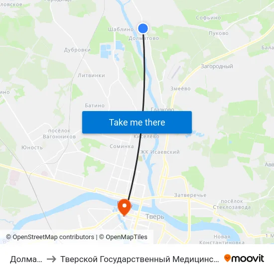 Долматово to Тверской Государственный Медицинский Университет map