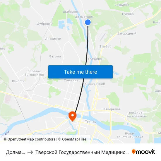 Долматово to Тверской Государственный Медицинский Университет map