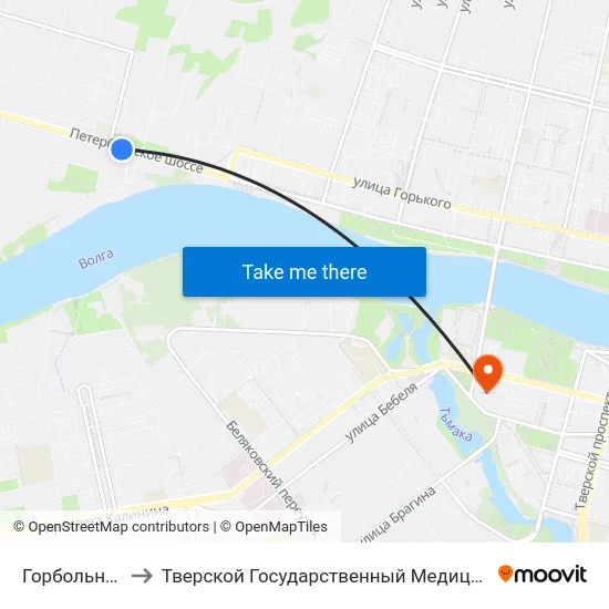 Горбольница №3 to Тверской Государственный Медицинский Университет map