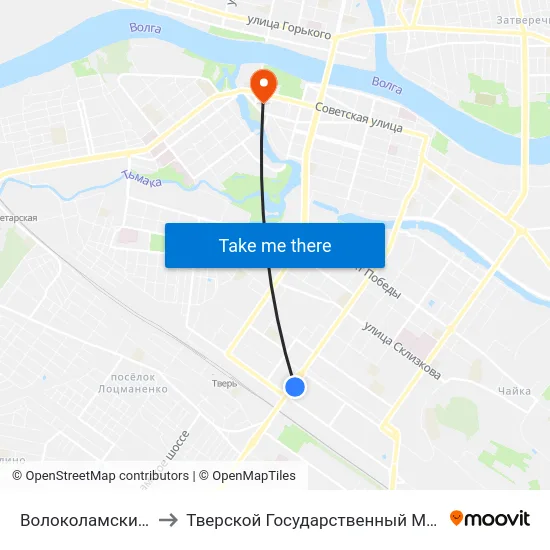 Волоколамский Путепровод to Тверской Государственный Медицинский Университет map