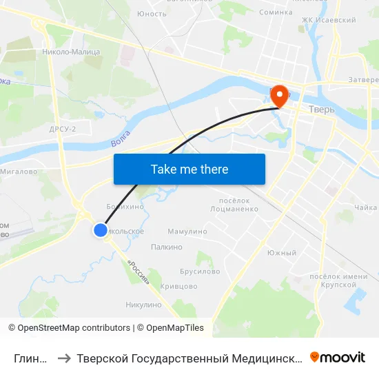 Глинково to Тверской Государственный Медицинский Университет map
