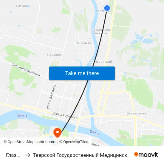 Глазково to Тверской Государственный Медицинский Университет map