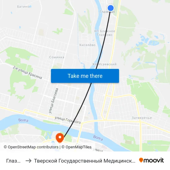 Глазково to Тверской Государственный Медицинский Университет map