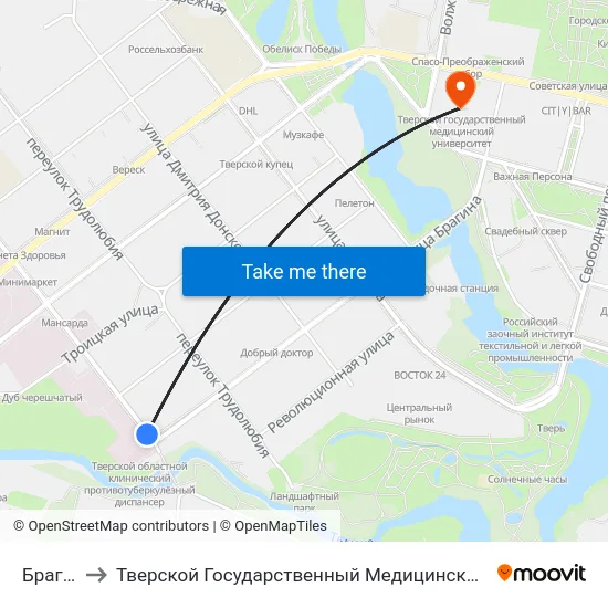 Брагина to Тверской Государственный Медицинский Университет map