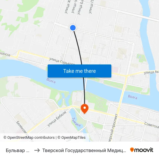 Бульвар Шмидта to Тверской Государственный Медицинский Университет map