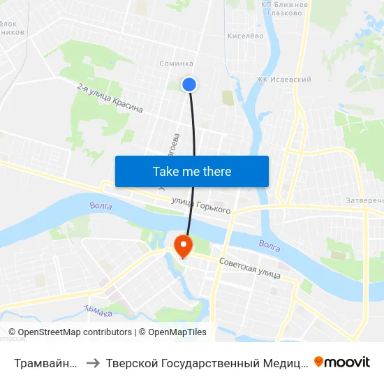 Трамвайный Парк to Тверской Государственный Медицинский Университет map