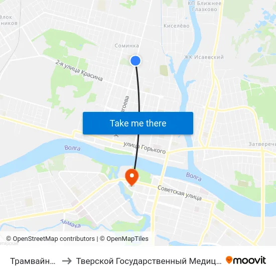 Трамвайный Парк to Тверской Государственный Медицинский Университет map