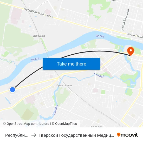 Республиканская to Тверской Государственный Медицинский Университет map