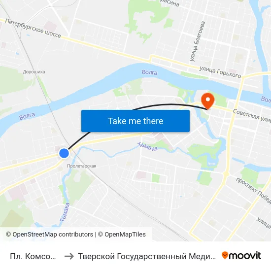 Пл. Комсомольская to Тверской Государственный Медицинский Университет map