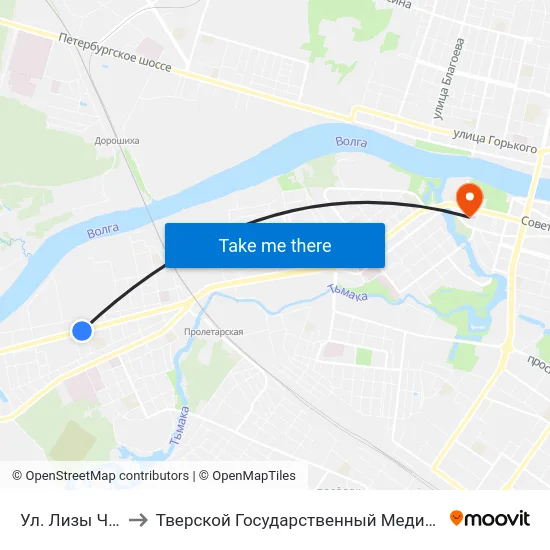 Ул. Лизы Чайкиной to Тверской Государственный Медицинский Университет map