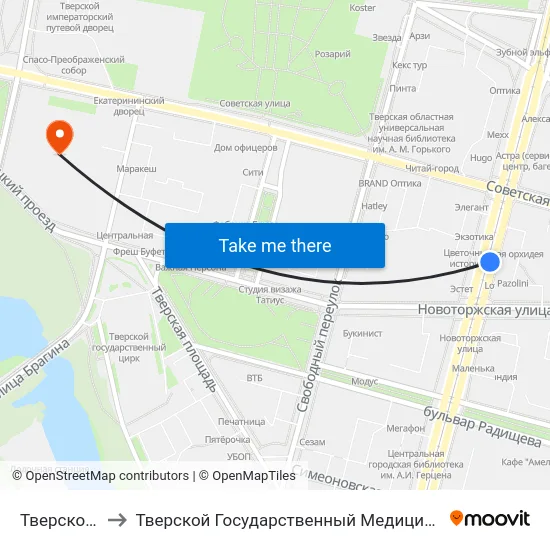 Тверской Пр-Т to Тверской Государственный Медицинский Университет map