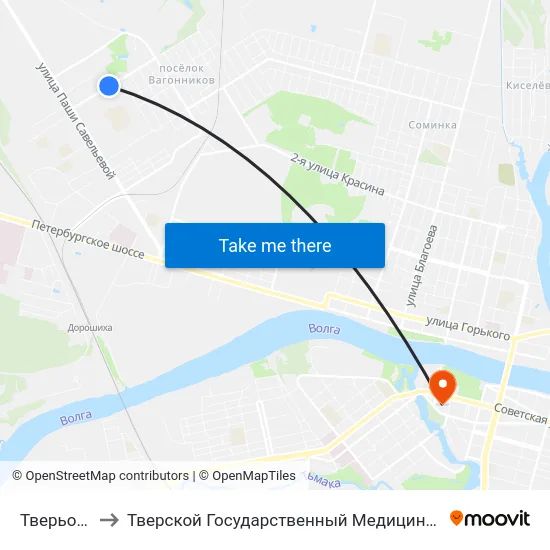 Тверьоблгаз to Тверской Государственный Медицинский Университет map