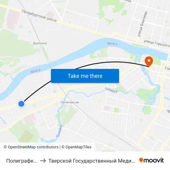 Полиграфкомбинат to Тверской Государственный Медицинский Университет map