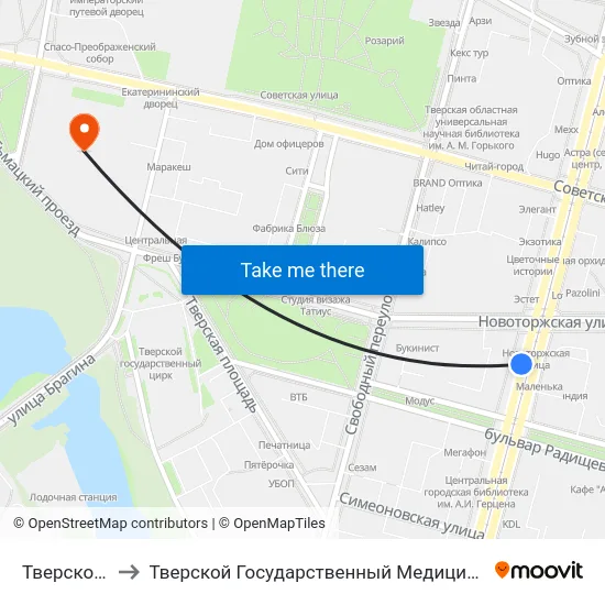 Тверской Пр-Т to Тверской Государственный Медицинский Университет map