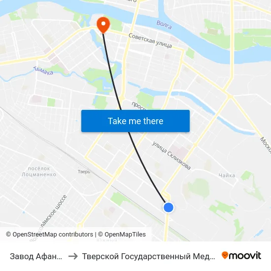 Завод Афанасий Пиво to Тверской Государственный Медицинский Университет map