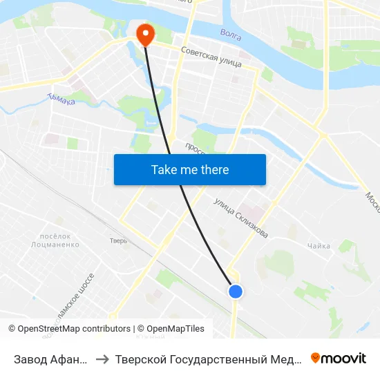 Завод Афанасий Пиво to Тверской Государственный Медицинский Университет map