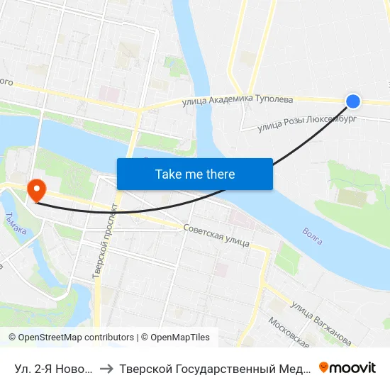 Ул. 2-Я Новозаводская to Тверской Государственный Медицинский Университет map