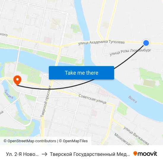 Ул. 2-Я Новозаводская to Тверской Государственный Медицинский Университет map