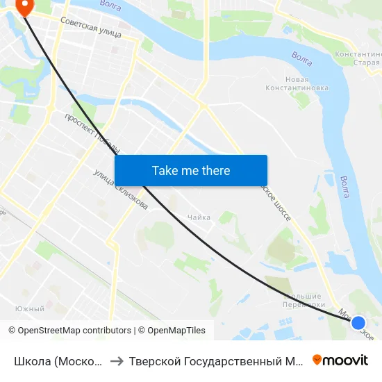 Школа (Московское Шоссе) to Тверской Государственный Медицинский Университет map