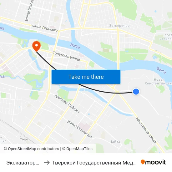 Экскаваторный Завод to Тверской Государственный Медицинский Университет map