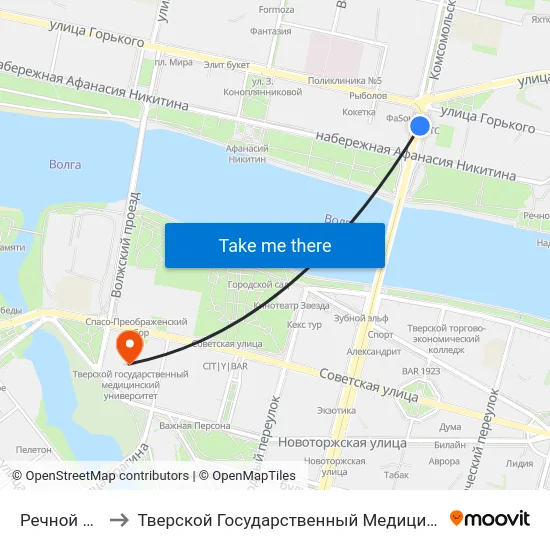 Речной Вокзал to Тверской Государственный Медицинский Университет map