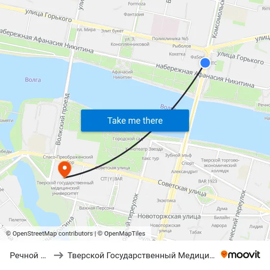 Речной Вокзал to Тверской Государственный Медицинский Университет map