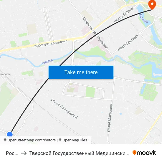 Россия to Тверской Государственный Медицинский Университет map