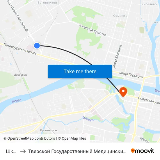 Школа to Тверской Государственный Медицинский Университет map