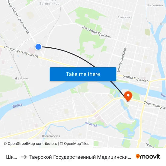 Школа to Тверской Государственный Медицинский Университет map