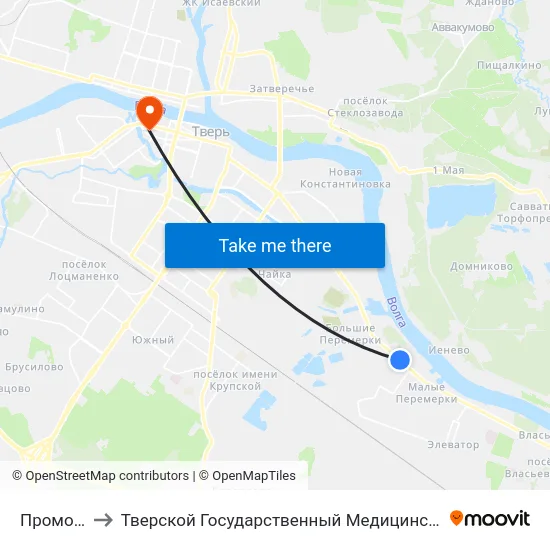 Промопост to Тверской Государственный Медицинский Университет map