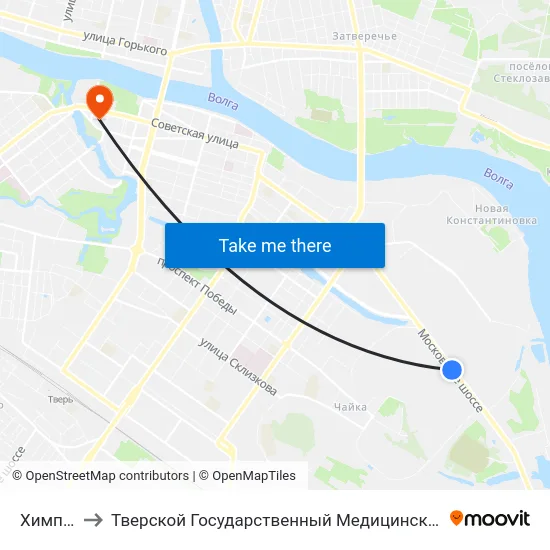 Химпром to Тверской Государственный Медицинский Университет map