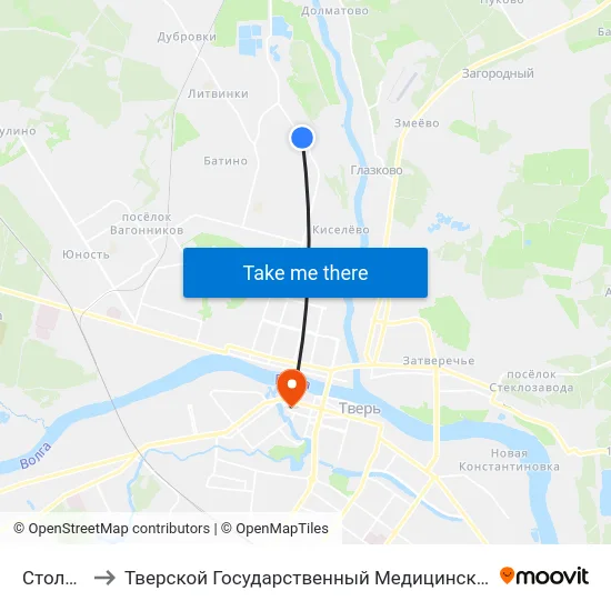Столовая to Тверской Государственный Медицинский Университет map