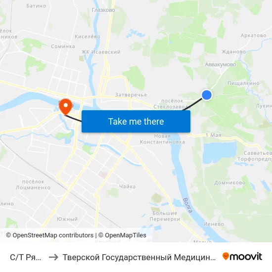 С/Т Рябинки to Тверской Государственный Медицинский Университет map