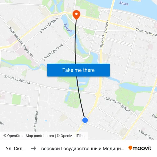 Ул. Склизкова to Тверской Государственный Медицинский Университет map