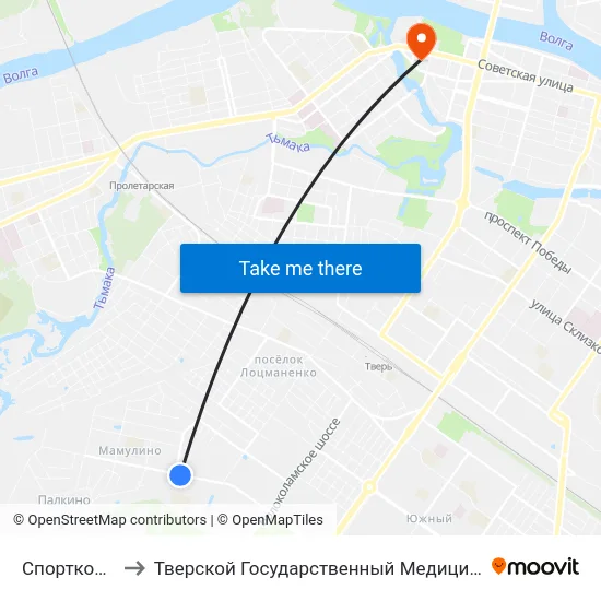 Спорткомплекс to Тверской Государственный Медицинский Университет map
