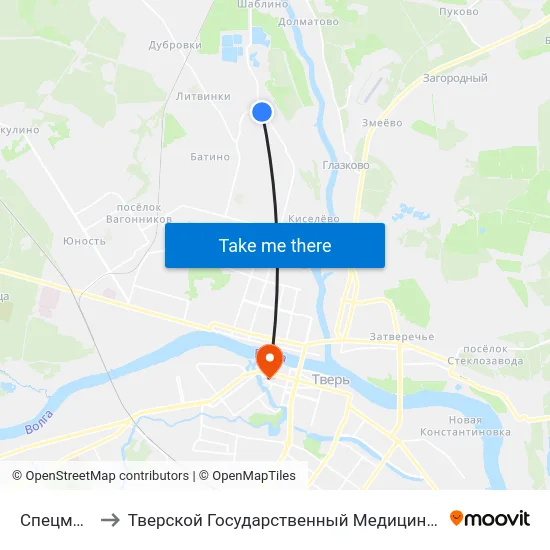 Спецмонтаж to Тверской Государственный Медицинский Университет map