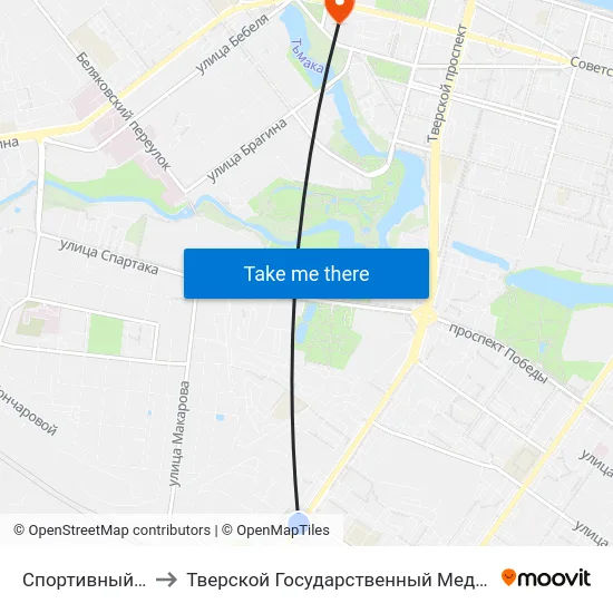 Спортивный Переулок to Тверской Государственный Медицинский Университет map