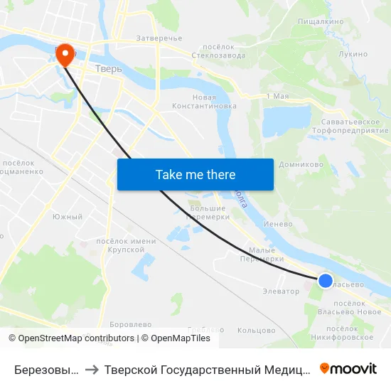 Березовые Рощи to Тверской Государственный Медицинский Университет map